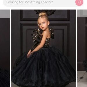 Mia Belle baby Elegant Black Sequin Kids Formal Dress